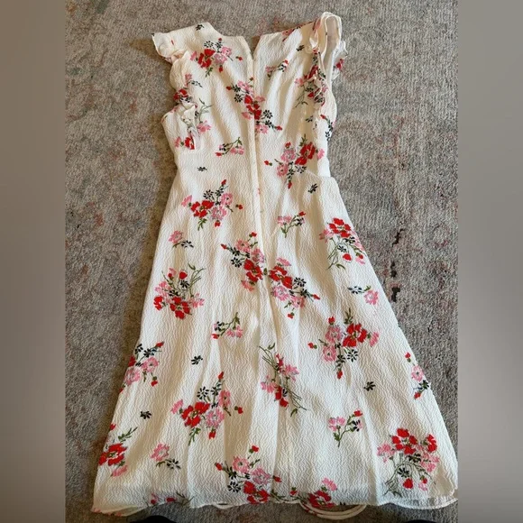Rebecca Taylor 100% Silk Floral Dress White Red Pink Size 2 - Picture 2 of 4
